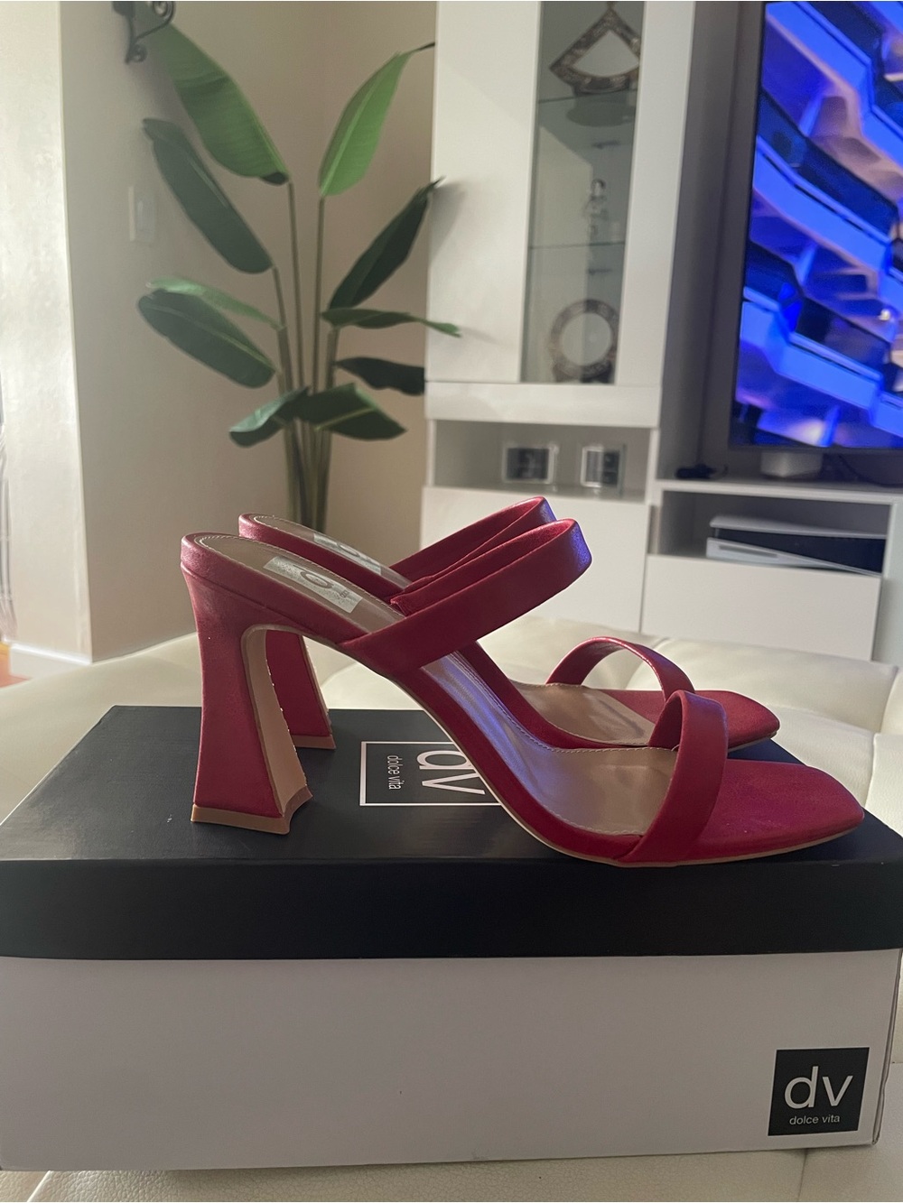 Dolce Vita Cherry Red Double-Strap Block Heel Sandals - Picture 9 of 12